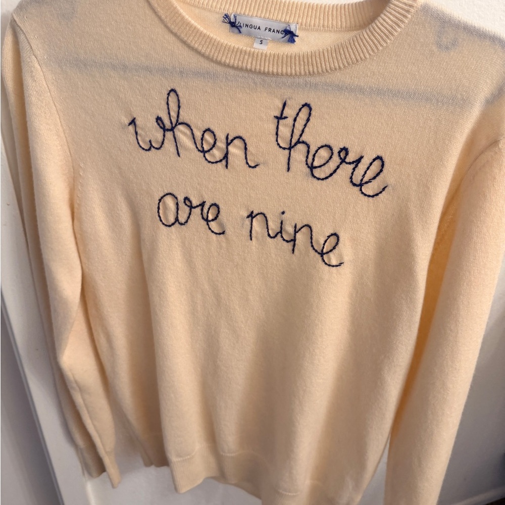 Lingua Franca Cream Sweater with Script